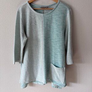 Chico's Blue/Green Knit Colorblock Knit Top‎ Size 3 (Large)